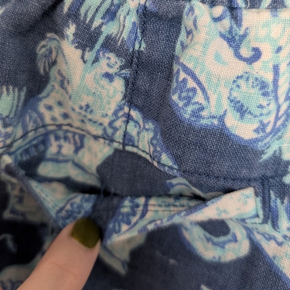 Lilly Pulitzer XS Florita Linen Pant Deep Indigo Elephants Blue White Pull On - Picture 6 of 13